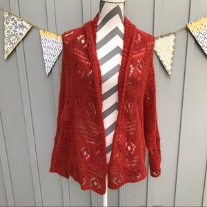 Wooden Ships Burnt Orange Open Front Cardigan